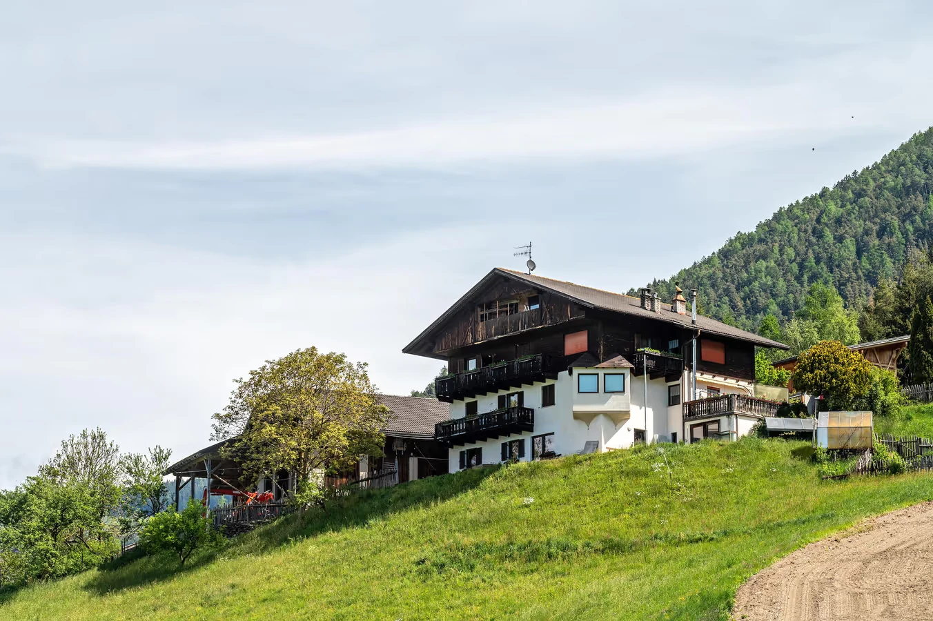 Wide meadows and village surroundings in Lüsen